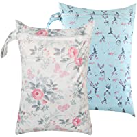 HBselect 2 Bolsas Pañales Bebe Impermeable Con Cremallera-Organizador Pañales De Tela Reutilizable Para Viaje Playa…